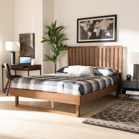 Baxton Studio Marin-Ash Walnut-Full Baxton Studio Marin Modern and Contemporary Walnut Brown Finished Wood Full Size Platform Bed